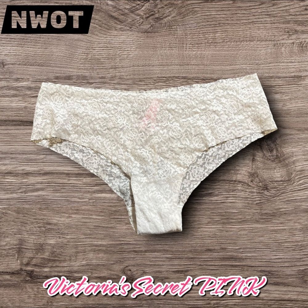 NEW Victoria’s Secret PINK Lace Cheekster Panty – Size XL – Cream Floral (NWOT)